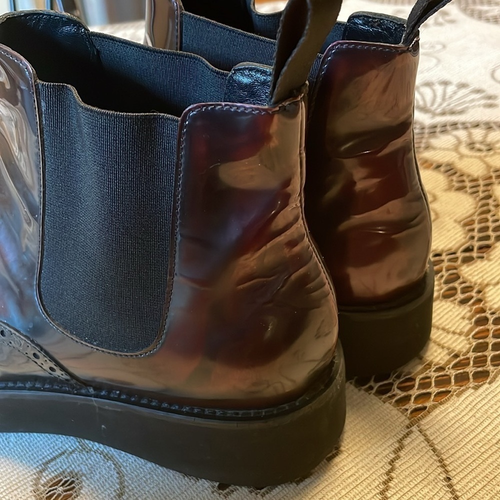 Baldinini Ombré Black Burgundy Oxford Leather Low Platform Ankle Boot - Picture 9 of 12